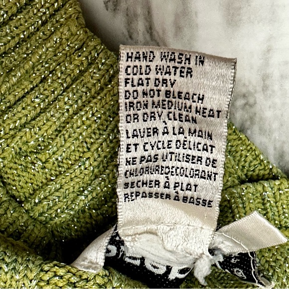 Joseph A Womens Sz L Shimmer Green Fitted Ribbed Scoop Neck Sweater Y2K Festive - Picture 6 of 8